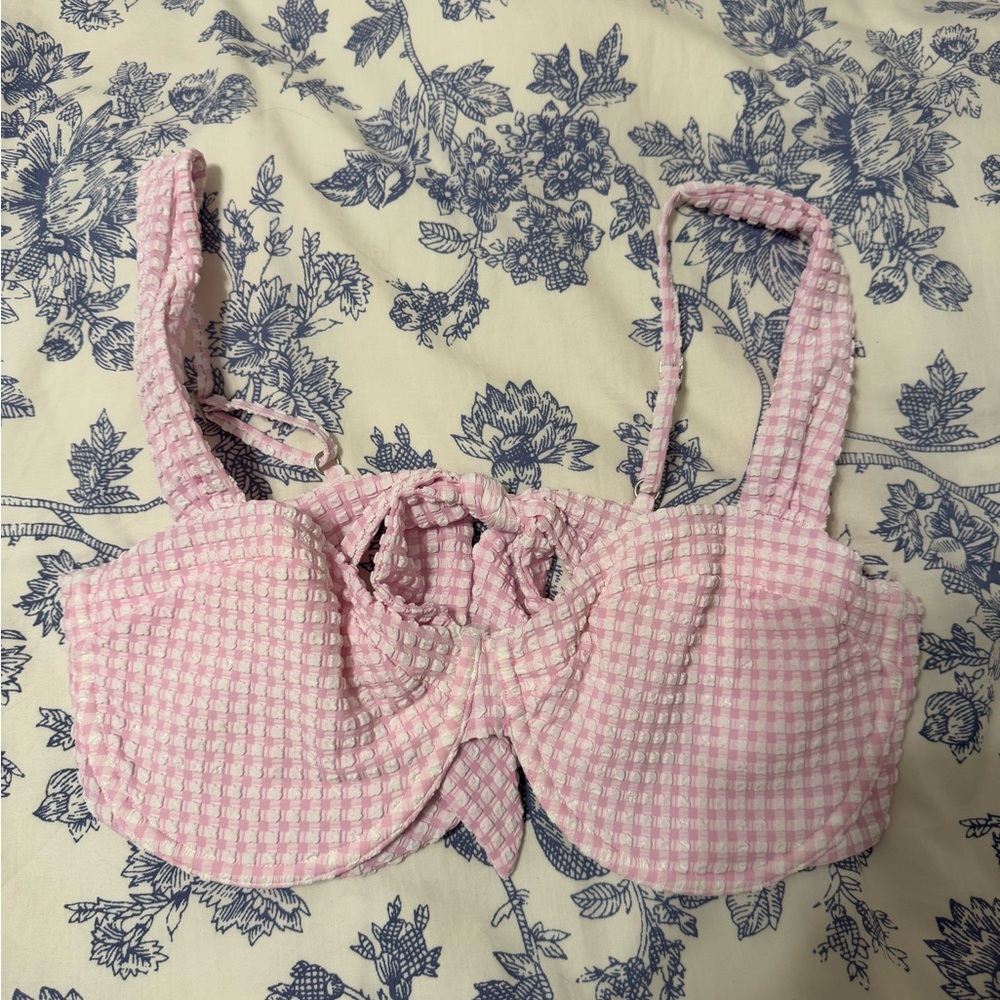 Abercrombie & Fitch Pink Checkered Bikini Top Size XL